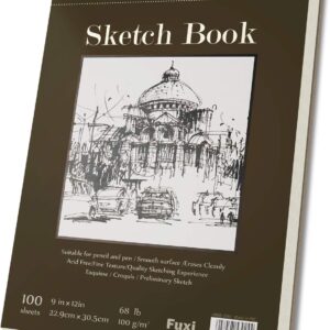 Fuxi 9″ x 12″ Sketch Guide, Prime Spiral Sure Sketch Pad, 1 Pack 100 Sheets 68lb/100gsm, Acid Free Artwork Sketchbook Creative Drawing Portray Writing Paper for Youngsters Adults Inexperienced persons Artists