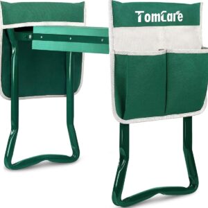 TomCare Upgraded Backyard Kneeler Seat Widen Gentle Kneeling Pad Backyard Instruments Stools Backyard Bench with 2 Massive Device Pouches Out of doors Foldable Sturdy Gardening Instruments for Gardeners, Inexperienced
