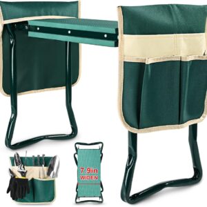 KVR Upgraded Backyard Kneeler and Seat with Thicken & Widen Smooth Kneeling Pad,Heavy Obligation Foldable Gardener Stool with 2 Device Pouches,Gardening Presents for Ladies Mother Males Seniors¡…