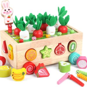 Toddlers Montessori Wood Academic Toys for Child Boys Women Age 1 2 3 Yr Previous, Form Sorting Toys 1st One First Birthday Lady Items for Youngsters 1-3, Wooden Preschool Studying Superb Motor Abilities Sport