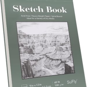 SuFly Sketch E book 9×12, Drawing Paper Pad,100 Sheets, Prime Spiral Sketch Pad, 68lb/100gsm Sketchbook for Children, Artwork Provides for Adults, White.