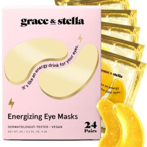 Grace & Stella Below Eye Masks for Darkish Circles, Puffy Eyes, Undereye Luggage, Wrinkles – Gel Below Eye Patches – Vegan (24 Pairs, Gold)