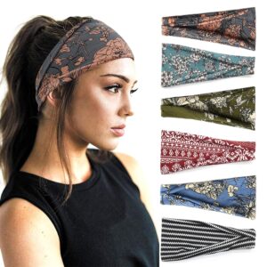 Boho Headbands For Ladies Vogue Extensive Headband Yoga Exercise Head Bands Hair Equipment Band 6 Pack