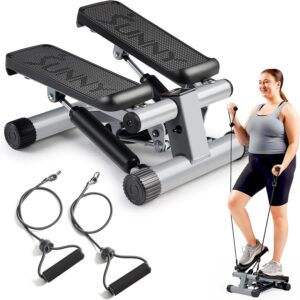 Sunny Well being & Health Mini Steppers for Train at House, Stair Step Exercise Machine with Elective Resistance Bands, Full Physique Cardio Gear, Elective Free SunnyFit App Connection Sensible Stepper
