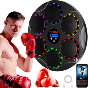 Music Boxing Machine with Gloves,Music Boxing Machine for Adults and Child,Colourful LED Wall Mounted Sensible Bluetooth Music Boxing Coach,Boxing Music Exercise Machine for House and Health club