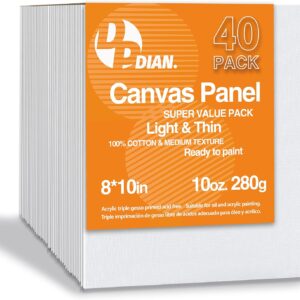 Canvas Boards for Portray 40 Pack, 8 inch x 10 inch Tremendous Worth Pack, Artist Canvas Panels for Oil & Acrylic Portray