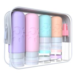 18 Pack journey Bottles for Toiletries, TSA Authorised Silicone Journey Containers Leak Proof Refillable Journey Equipment for Shampoo Conditioner Lotion Physique Wash(Multicolored C)