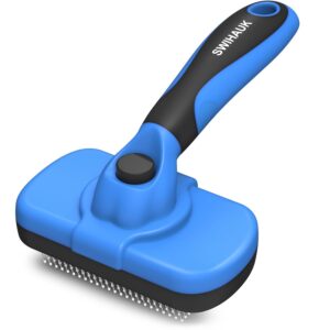 Swihauk Self Cleansing Slicker Brush – Pores and skin Pleasant Deshedding Grooming Software for Canines & Cats, Appropriate for Shedding & Haired Pets, with Pet Provides Equipment, Blue