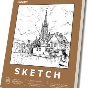iBayam Sketch E-book 9″ x 12″, Spiral Certain Sketchbook for Children Teenagers Adults Artists Learners, Faculty Provides Artwork Provides,100 Sheets (68lb/100gsm) Premium Drawing Pad for Sketching Writing Portray