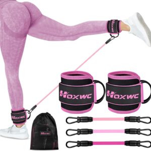 Ankle Resistance Bands with Cuffs, Ankle Bands for Working Out, Ankle Resistance Band for Leg, Booty Exercise Gear for Kickbacks Hip Health Coaching, Train Bands for Butt Elevate Girls