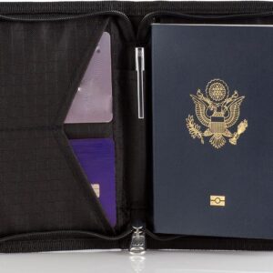 Passport Holder & Journey Pockets with RFID Blocking – Premium Doc Organizer Case for Males and Girls – Holds Passports, Playing cards, Tickets, ID, Money – Compact Zippered Pockets – Midnight