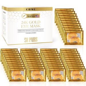 CHMI Underneath Eye Patches (50 Pairs) – 24K Gold Eye Patches for Puffy Eyes, Darkish Circles, Eye Luggage and Wrinkles, Collagen Pores and skin Care Merchandise, Magnificence & Private Care