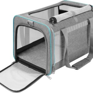 Pet Provider for Giant Cats 20 lbs+ / Tender Sided Small Canine Journey Provider Prime Load/Collapsible Provider Bag for Massive Cat / 2 Kittens Sturdy Transport Provider Lengthy Journeys/Medium Cats 15 kilos