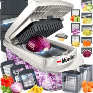 Mueller Professional-Sequence 10-in-1, 8 Blade Vegetable Chopper, Onion Mincer, Cutter, Dicer, Egg Slicer with Container, French Fry Cutter Potatoe Slicer, Dwelling Necessities & Kitchen Devices, Salad Chopper