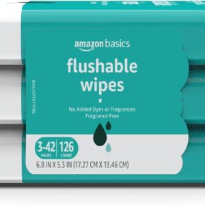 Amazon Fundamentals Grownup Moist Wipes Flushable Perfume Free, 126 Rely (3 Packs of 42) Packaging Could Fluctuate