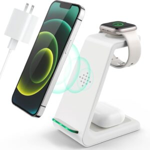 3 in 1 Wi-fi Charging Station, 2025 Upgraded Quick Desk Charger Station for iPhone 16 15 14 13 12 Professional Max Plus, Charger Stand for Apple Watch 10 9 8 7 6 5 4 3 2 SE, Airpods 4 3 2 Professional