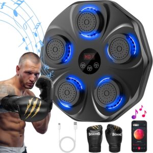 Music Boxing Machine, Interactive Punching Coach with Boxing Gloves, Giant Dimension Wall Mounted Digital Boxing Goal for Adults Children, 9 Modes & 9 Speeds