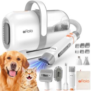 Afloia Canine Grooming Package, Pet Grooming Vacuum & Canine Clippers Nail Trimmer Grinder & Canine Brush for Shedding with 6 Pet Grooming Instruments, Low Noise Canine Hair Remover Pet Grooming Provides for Canine Cat