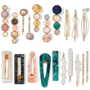 Mehayi 20 PCS Macaron Pearl Acrylic Resin Vogue Hair Clips Set, Cute Hair Barrettes Bobby Pins, Boho Fancy Hairpin Equipment Headwear Styling Instruments, Items for Girls Women Ornamental Marriage ceremony