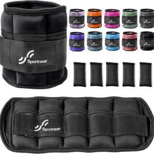 Sportneer Adjustable Ankle Weights 1 Pair 2 4 6 8 10 Lbs Leg Weight Straps for Girls Males, Weighted Ankle Weights Set for Health club,Health, Exercise,Strolling, Jogging,1-5 lbs Every Ankle, 1 Pair 2-10 lbs