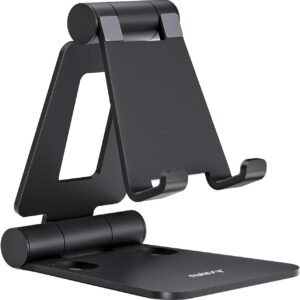 Nulaxy Twin Folding Cell Telephone Stand, Totally Adjustable Foldable Desktop Telephone Holder Cradle Dock Appropriate with Telephone 16 15 14 13 12 11 Professional Xs Xs Max Xr X 8, Nintendo Swap, All Telephones