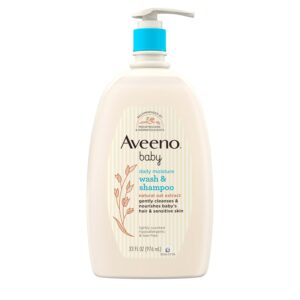 Aveeno Child Each day Moisture Mild Bathtub Wash & Shampoo with Pure Oat Extract, Hypoallergenic, Tear-Free & Paraben-Free Components For Delicate Hair & Pores and skin, Flippantly Scented, 33 fl. oz
