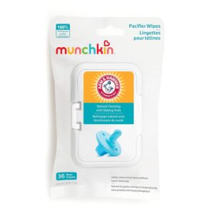 Munchkin Arm & Hammer Pacifier Wipes – Safely Cleans Breast Pump Elements and Feeding Necessities for Child and Toddler, 1 Pack, 36 Wipes