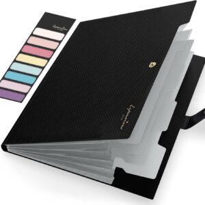 Sooez Increasing File Folder, Letter Dimension Accordion File Organizer, 5 Pocket Folders for Paperwork, Transportable Filling Merchandise for College Workplace Provides, Black