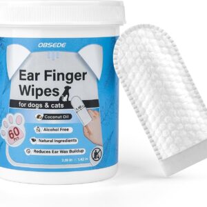 OBSEDE Ear Cleaner Finger Wipes, Grooming Package Take care of Canines and Cats Common Soothing Odor Management Scale back Dust Wax Construct Up Pet Provides Simple to Use Contemporary Coconut Scent, 60 Depend