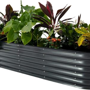 Vego backyard Raised Backyard Mattress Kits, 17″ Tall 9 in 1 8ft X 2ft Metallic Raised Planter Mattress for Greens Flowers Floor Planter Field-Fashionable Grey