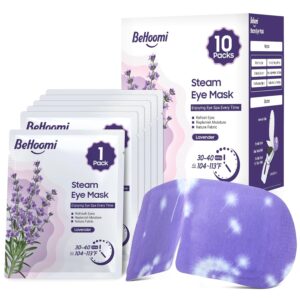 Steam Eye Masks, 10 Packs Heated Eye Masks, Self Heating Disposable SPA Heat Compress for Eyes Sleep Masks, Soothing Moist Warmth Eye Masks, Journey Necessities & Leisure Items (Lavender Scent)