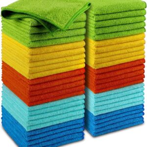 AIDEA Microfiber Cleansing Cloths, 50PK, Microfiber Towels for Automobiles, Premium All Goal Automotive Fabric, Dusting Fabric Cleansing Rags, Absorbent Towels for SUVs, Home, Kitchen, Window, 12″×12″