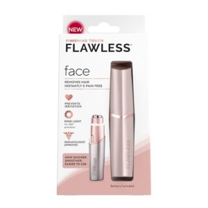 Ending Contact Flawless Facial Hair Remover for Ladies, Rose Gold Face Razor with LED Gentle, Recyclable Packaging