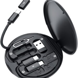 USB C Adapter OTG Cable Package, Multi Charging Cable Case Convertor USB C to iOS System/Sort C/Micro/USB A Adapter, Knowledge Switch Comprises Card Slot for Touring, Use as Telephone Holder (Black)