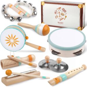 Toddlers Musical Devices-Child Montessori Picket Musical Toys for Toddlers 1-3 Yr Outdated,Youngsters Percussion Devices Toy for 1 Yr Boy&Women,Christmas Birthday Present for 1-3-5+ Yr Outdated