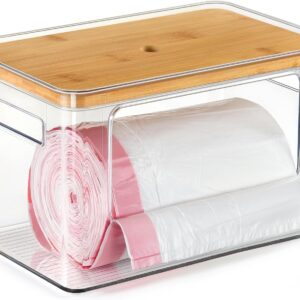 Hudgan Stackable Storage with Bamboo High for Laundry Room Group, Further Giant Trash Bag/Rubbish Bag Dispenser, Beneath Sink Organizer, Pantry Organizers