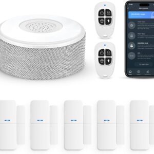WiFi Door Alarm System, Wi-fi DIY Good Residence Safety System, with Telephone APP Alert, 8 Items-Package (Alarm Siren, Door Window Sensor, Distant), Work with Alexa, for Home, Condo, by tolviviov