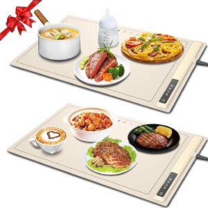 Electrical Warming Tray-Kitchen Devices Transportable Meals Hotter,Foldable Roll Up Silicone Meals Warming Mat with 3 Temperature Settings,Versatile Meals Heaters for Events Buffet (Beige-2Pack)