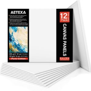 Canvases for Portray 8×10 Inch, Canvas Bulk Pack of 12, 8 ouncesPrimed Canvas Panel, Clean Canvas for Portray, Canvas Boards for Portray Acrylic and Oil, Artwork Provides for Adults and Teenagers.