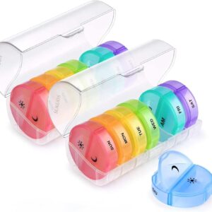Sukuos Massive Weekly Capsule Organizer 2 Instances a Day, Every day Capsule Field 7 Day Straightforward to Open, Double Safety Drugs Case for Vitamin/Fish Oil/Dietary supplements, Clear (2 Pack)