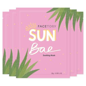 FACETORY Okay Magnificence Face Masks Pores and skin Care – SUN BAE SOOTHING Sheet Masks with Aloe & Shea Butter | After Solar Care, Soothe & Restore (5 Pack)