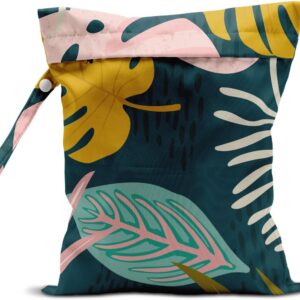 Moist Bag, Moist Dry Bag, Moist Bag for Swimsuit, Journey, Seashore, Pool, Diapers, Soiled Yoga Fitness center Garments, Make-up Bag, Waterproof Tropical Palm Leaves Decor Jungle Palm Leaf Favors