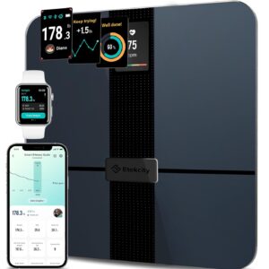 Etekcity Sensible Scale for Physique Weight Fats, FSA HSA Eligible, Digital Toilet Weighing Machine for Correct BMI Muscle Mass Composition, Residence Use Apple Well being Suitable Health Gear