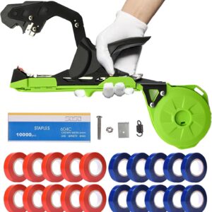 Suca Plant Tying Machine, Light-weight Plant Tying Tape Device to Tie Up Vine Shortly, Tie Tapener Gun with Tapes and Staples Inexperienced