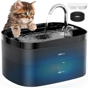 Cat Water Fountain, 84OZ/2.5L Cat Fountain, Tremendous Silent Pet Water Fountain, Activated Carbon Filter, Translucent Pet Water Dispenser Appropriate for A number of Pets Household (Black)