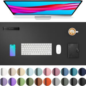 Aothia Leather-based Desk Pad Protector,Mouse Pad,Workplace Desk Mat, Non-Slip PU Leather-based Desk Blotter,Laptop computer Desk Pad,Waterproof Desk Writing Pad for Workplace and House (Black,31.5″ x 15.7″)