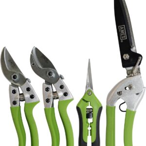 AMES 20213344 4-pc. Pruning Instruments Package with Bypass & Anvil Pruners, Backyard Snips, Grass Shears & Canvas Case