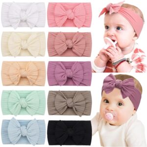 CÉLLOT 10 Colours Tremendous Stretchy Delicate Knot Child Lady Headbands with Hair Bows Nylon Head Wrap For New child Child Ladies Infants Toddlers Youngsters