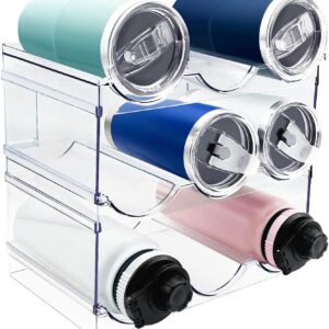 3 Pack Water Bottle Organizer, Stackable Kitchen Residence Group and Storage Rack, Plastic Cup Storage Organizer for Kitchen Cupboard Cabinet Organizer and Storage Cup Rack for Counter